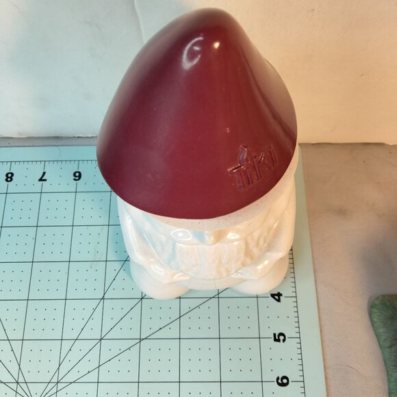 Tiki Table Torch Gnome White Ceramic Red Hat Mosquito Repellent Bite fighter - Picture 3 of 7